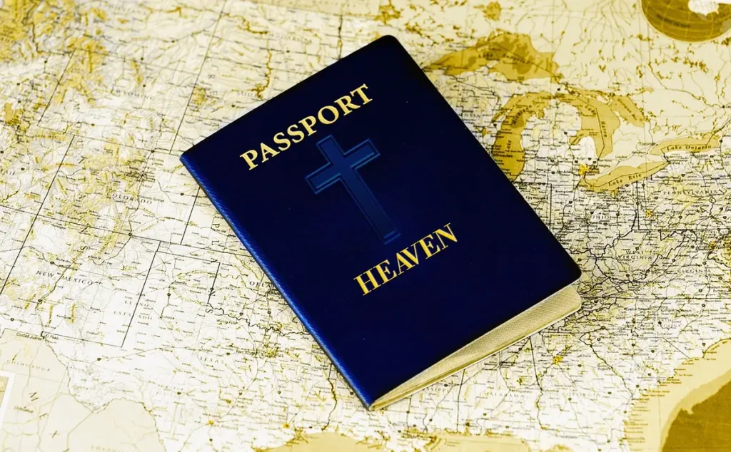 Carnet de voyage ouvert et passeport flou sur une table près d'une fenêtre en journée
