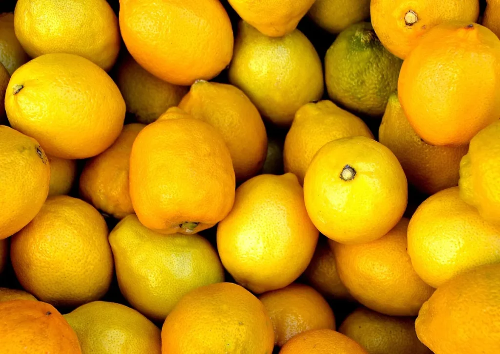 Marché costaricain en plein jour avec étals de fruits tropicaux et clients anonymes